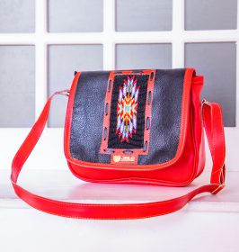 Nor beaded leather sling bag