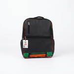 Nyota Backpack made from PU leather and Kitenge fabric with multiple zip pockets
